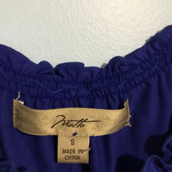 Blue Ruffle with Gold Accent Blouse - Picture 4 of 4